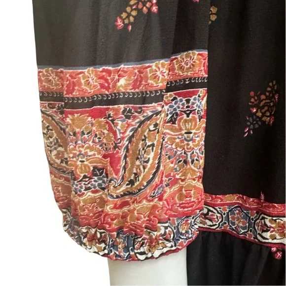 JOIE Alpina 100% Silk Dress Caviar Paisley Tie Neck Loose Fit Dress With Slip - Picture 7 of 16